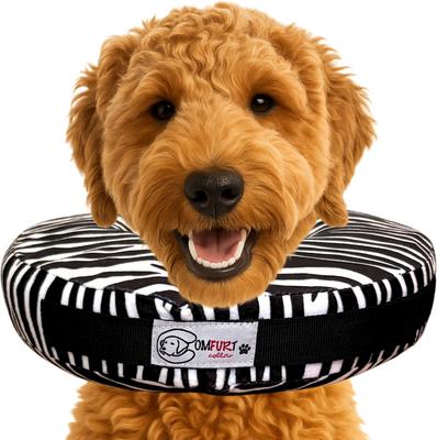 Stuffed Not Inflatable Dog & Cat Recovery Collar, Zebra, Large