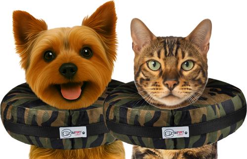 Stuffed Not Inflatable Dog & Cat Recovery Collar, Camo, Small