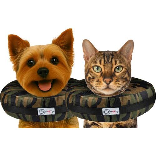 Collar de recuperación para perros y gatos, relleno (no inflable), camuflaje, tamaño pequeño
