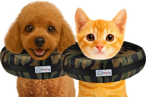 Stuffed Not Inflatable Dog & Cat Recovery Collar, Camo, Small