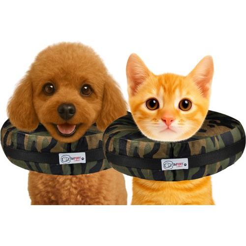 Collar de recuperación para perros y gatos, relleno (no inflable), camuflaje, tamaño pequeño