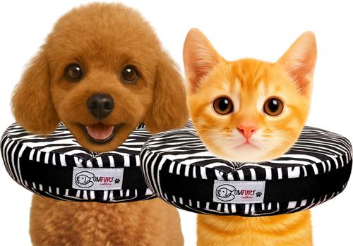 Stuffed Not Inflatable Dog & Cat Recovery Collar, Zebra, Large
