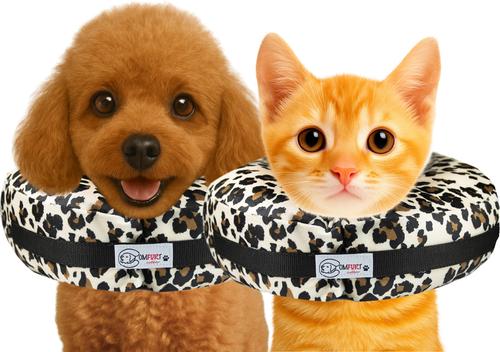 Stuffed Not Inflatable Dog & Cat Recovery Collar, Cheetah, Medium
