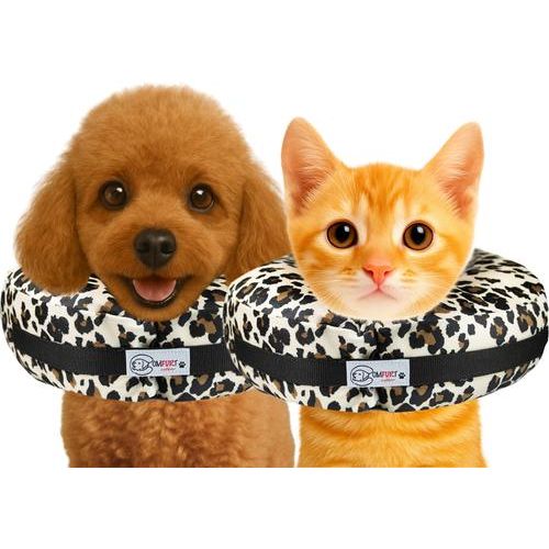 Collar de recuperación para perros y gatos, relleno (no inflable), color guepardo, tamaño mediano