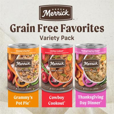 Favorites Variety Pack Adult Grain-Free Turkey Chicken & Beef Wet Dog Food, 12.7-oz can, case of 12