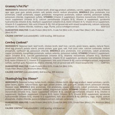 Favorites Variety Pack Adult Grain-Free Turkey Chicken & Beef Wet Dog Food, 12.7-oz can, case of 12