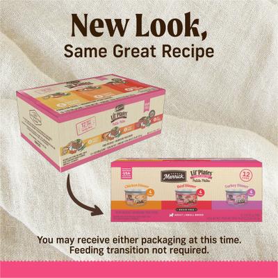 Lil' Plates Petite Pates Alimento húmedo para perros de razas pequeñas sin cereales, paquete variado, lata de 3 oz, caja de 12