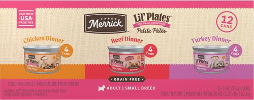 Lil' Plates Petite Pates Grain-Free Small Breed Wet Dog Food, Variety Pack, 3-oz can, case of 12