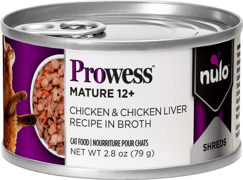 Prowess Mature 12+ Salmon & Tuna Pate in Broth Senior Wet Cat Food, 2.8-oz can, case of 4