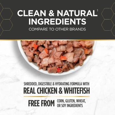 Prowess Healthy Weight Chicken & Whitefish Shreds in Broth Adult Wet Cat Food, 2.8-oz can, case of 12