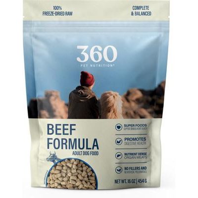 Alimento liofilizado para perros adultos sin cereales y con sabor a carne de res, bolsa de 48 oz