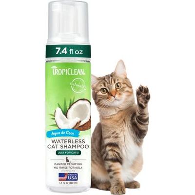 Champú para gatos reductor de caspa, seco, sin enjuague y sin agua, botella de 7.4 onzas líquidas