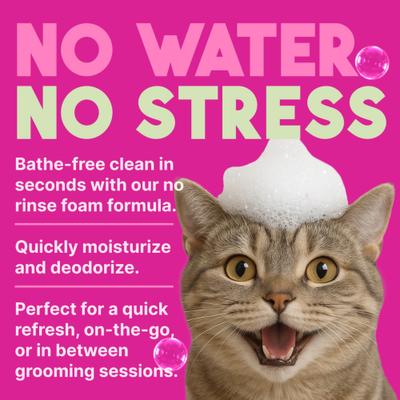 Dry No Rinse Waterless Deep Cleaning Cat Shampoo, Berry Fresh Scent, 7.4-fl oz bottle