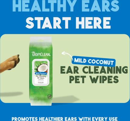 Wax, Debris, & Odor Remover Ear Cleaning Wipes for Dog & Cats, 50 count