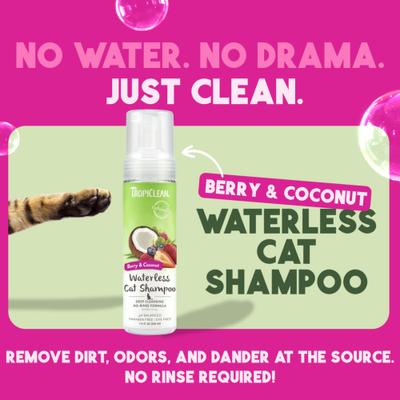 Dry No Rinse Waterless Deep Cleaning Cat Shampoo, Berry Fresh Scent, 7.4-fl oz bottle
