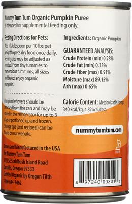 Bundle: Nummy Tum-Tum Pure Organic Pumpkin Canned Dog & Cat Food Supplement, 15-oz, case of 12 + Grandma Lucy's Organic Pumpkin Oven Baked Dog Treats, 14-oz bag