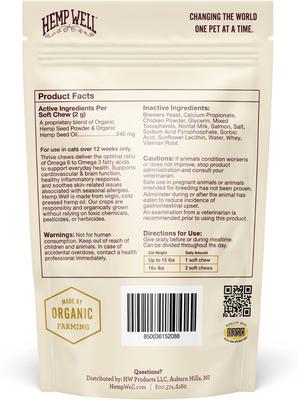 Thrive Skin & Coat Soft Chew Supplement for Cats, 60 count