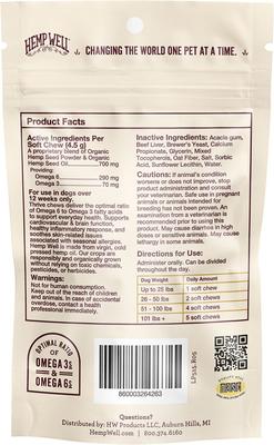 Hemp Thrive Soft Chew Dog Supplement, 8 count