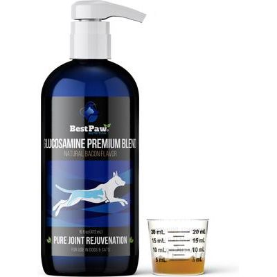 Suplemento líquido de glucosamina Premium Dream para el apoyo articular de perros y gatos, sabor a tocino, 473 ml (16 onzas líquidas)