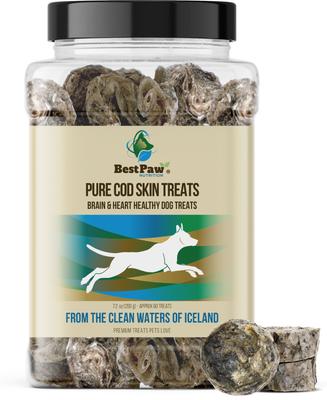 Wild Pure Cod Skin Dog Treats, 7.2-oz jar
