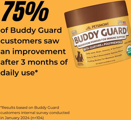 Buddy Guard Mushroom Powder Immune Support Supplement for Dogs & Cats, 2.12-oz