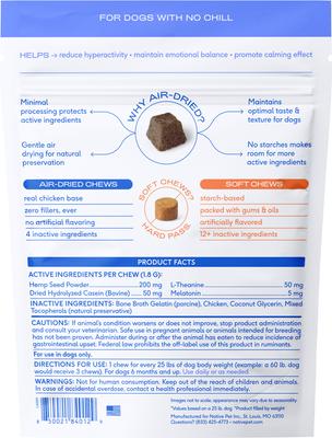 Chicken Flavored Air-Dried Chews Calming Supplement for Dogs, 30 count