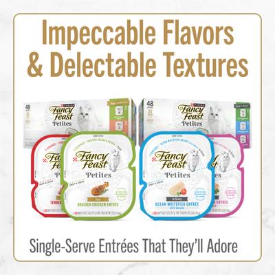 Petites In Gravy Seared Salmon with Spinach Entree Wet Cat Food, 24 Servings, 2.8-oz tray, case of 12