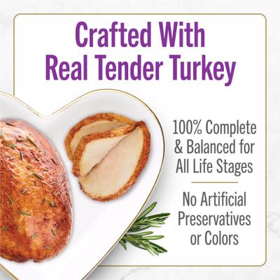 Comida húmeda para gatos Gourmet Pate Petites Tender Turkey Entree, 24 porciones, bandeja de 2.8 oz, caja de 12