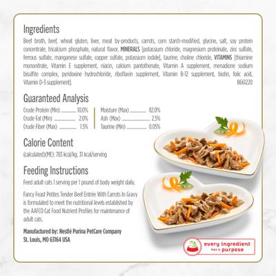 Gourmet Gravy Petites Tender Beef with Carrots Entree Wet Cat Food, 24 Servings, 2.8-oz tray, case of 12