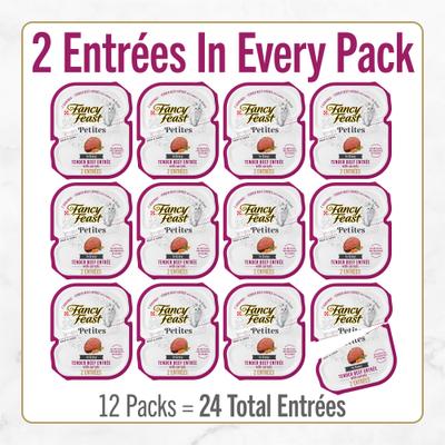 Gourmet Gravy Petites Tender Beef with Carrots Entree Wet Cat Food, 24 Servings, 2.8-oz tray, case of 12