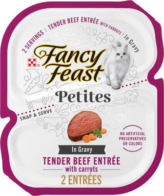 Comida húmeda para gatos Gourmet Gravy Petites, carne tierna con zanahorias, 24 porciones, bandeja de 2.8 oz, caja de 12