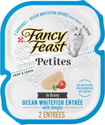Petites In Gravy Ocean Whitefish with Tomato Entree Wet Cat Food, 24 Servings, 2.8-oz tray, case of 12