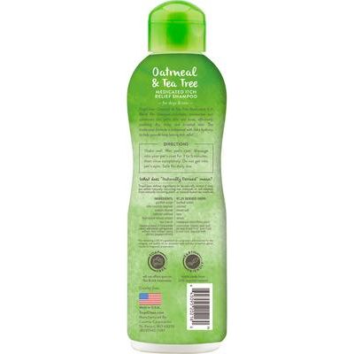Champú medicado para perros con avena y árbol de té para aliviar la picazón en la piel, botella de 20 onzas líquidas