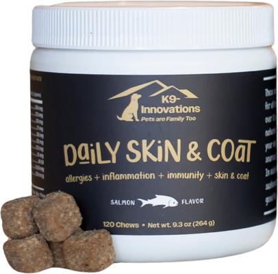 Daily Salmon Flavored Skin & Coat Chew Supplement for Dogs, 120 count