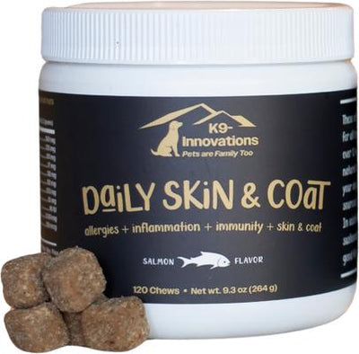 Daily Salmon Flavored Skin & Coat Chew Supplement for Dogs, 120 count