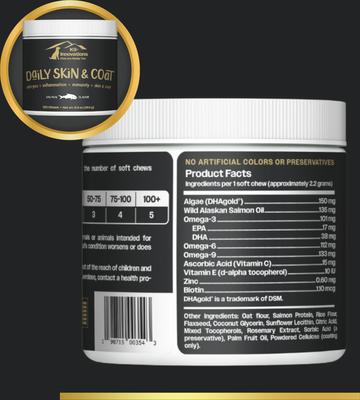 Daily Salmon Flavored Skin & Coat Chew Supplement for Dogs, 120 count