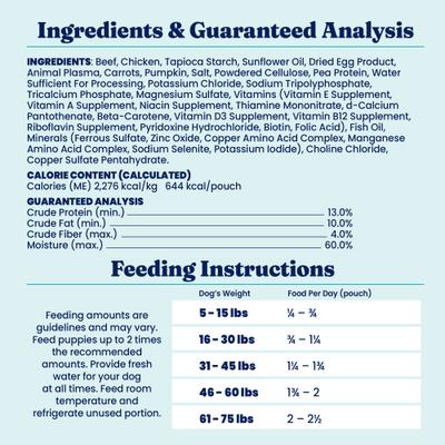 Beef Flavor Gut Health High-Protein Wet Dog Food Topper, 10.5-oz pouch