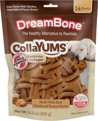 CollaYUMS Knots Plus Collagen Chicken & Peanut Butter Flavor Dog Treat Chew, 8 count
