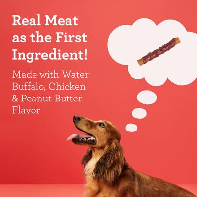 Rollitos de proteína para perros con sabor a búfalo de agua, pollo y mantequilla de cacahuete, 4 unidades