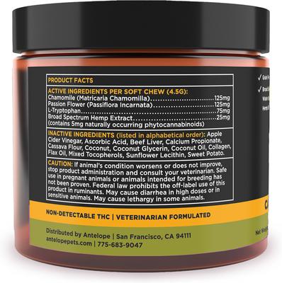 Chill + Out Calming Broad Spectrum Hemp Extract Soft Chews Supplement for Dogs & Cats, 60 count