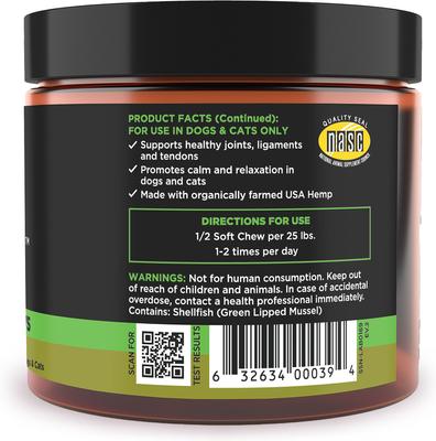 Hemp + Joint Mobility Broad Spectrum Hemp Extract Soft Chews Supplement for Dogs & Cats, 60 count