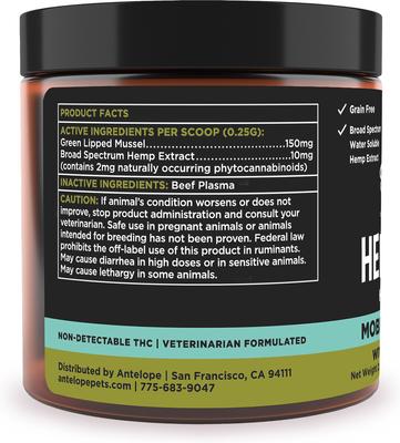 Hemp + Joint Mobility Broad Spectrum Hemp Extract Powder Supplement for Dogs & Cats, 2.64-oz jar
