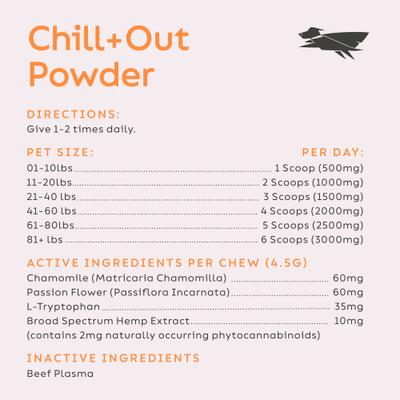 Chill + Out Calming Broad Spectrum Hemp Extract Powder Supplement for Dogs & Cats, 2.64-oz jar