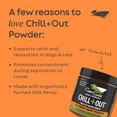 Chill + Out Calming Broad Spectrum Hemp Extract Powder Supplement for Dogs & Cats, 2.64-oz jar