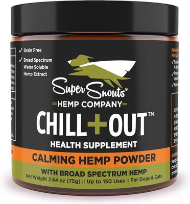 Chill + Out Calming Broad Spectrum Hemp Extract Powder Supplement for Dogs & Cats, 2.64-oz jar