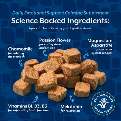 Emotional Support Hickory Smoked Bacon Flavor Calming Supplement for Dogs, 120 count