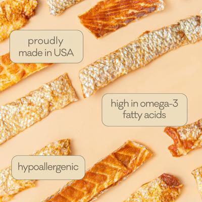 Salmon Skins Dehydrated Dog & Cat Treats, 3-oz bag