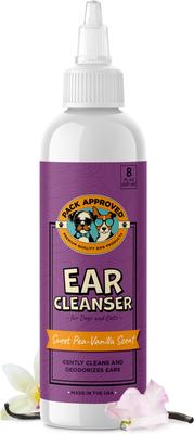 Limpiador de oídos con aroma a vainilla y guisante de olor para perros y gatos, botella de 8 oz