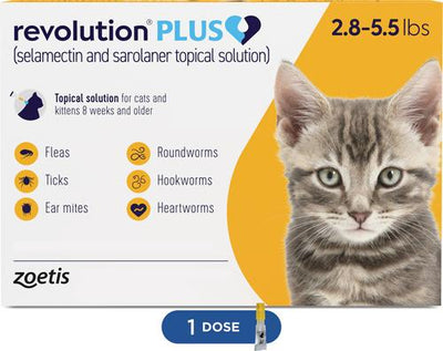 Topical Solution for Cats 2.8-5.5 lbs (Gold Box), 1 Dose (1-mos. supply)