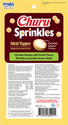 Churu Sprinkles - Receta de pollo con sabor a dashi, premios sin cereales para gatos, tubo de 0,35 oz, 18 unidades